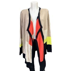 JOAN VASS Drape Open Front Cashmere Blend Knit Cardigan size‎ medium